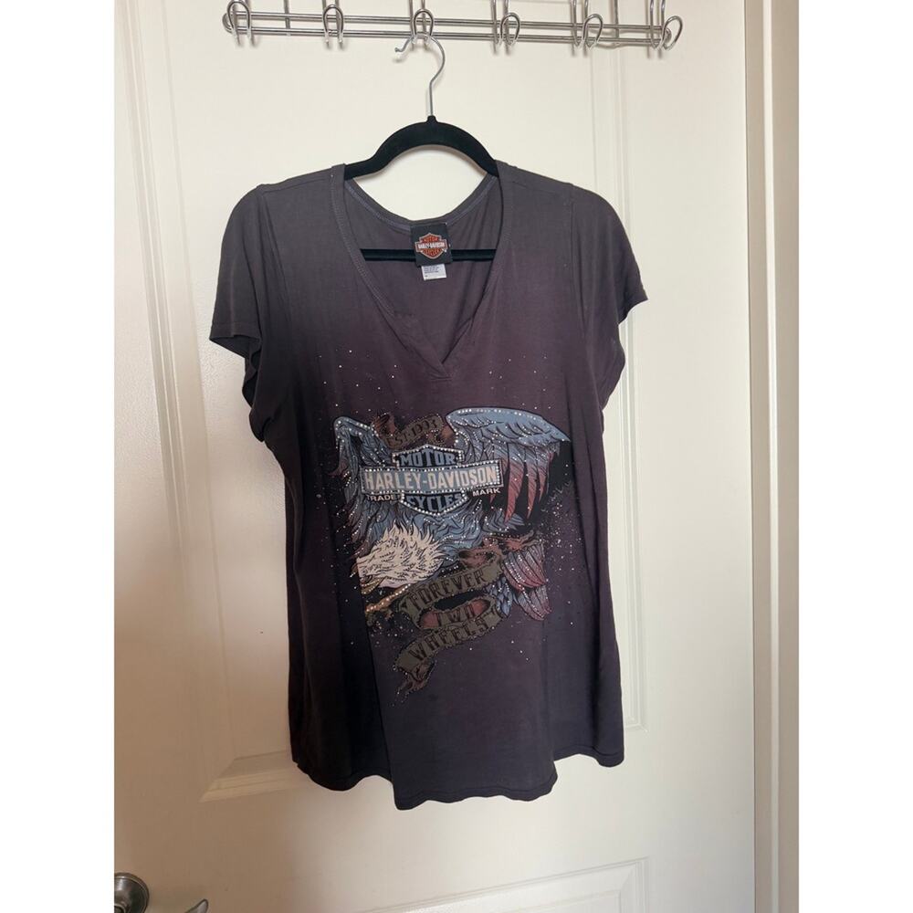 Harley Davidson Forever Two Wheels T Shirt Gray Glitter medium